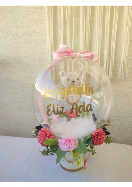 Pembe Beyaz Çiçek Buketi Bebek Çıngırak Doğum Hediye Kutusu Sepeti fiyatları