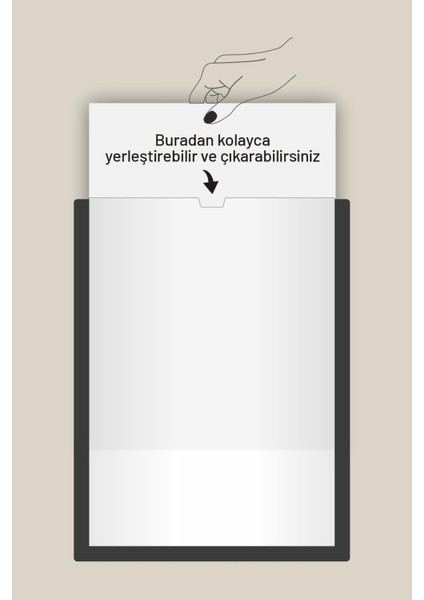10 Adet A4 Antrasit Belge Sertifika Çerçevesi Kendinden Yapışkanlı Kolay Değiştirilebilir Föylük