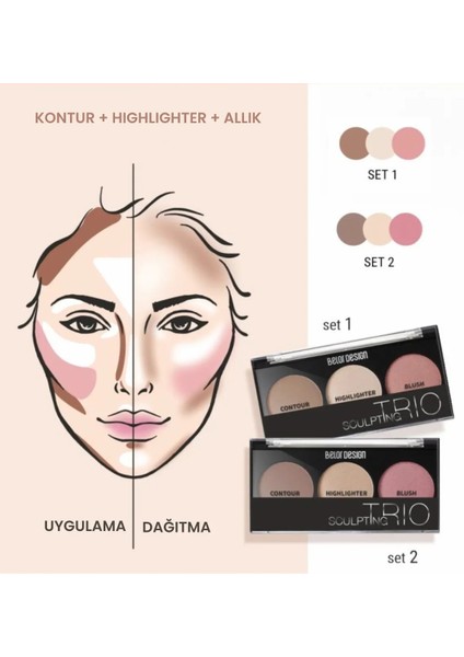 Sculpting Trio Yüz Seti 2 (Kontur, highlighter ,allık) fiyatları