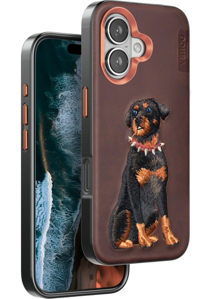 Iphone 16 Perma Desenli Kapak - Koyu Kahve Nrmsa