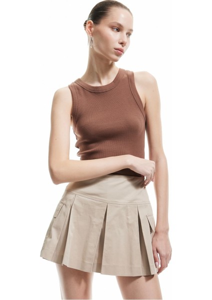 Halter Yaka Fitilli Slim Fit Crop Kadın Atlet 5SAL30083IK