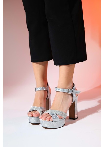 Feles Çapraz 13 cm Yüksek Platform Topuklu Taşlı Kadın Abiye Ayakkabı indirimleri