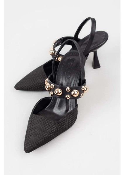 Feles Zımba Detaylı Topuklu Arkası Açık Kadın Stiletto Ayakkabı modelleri