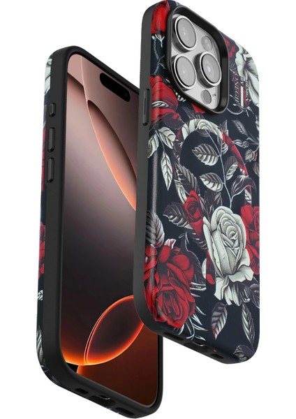 Iphone 15 Pro Max Flower Series Magsafe Kapak - Siyah Nrmsa