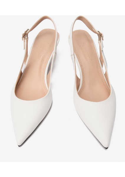 Beyaz Cilt Çift Tokalı Kadın Topuklu Ayakkabı fiyatları