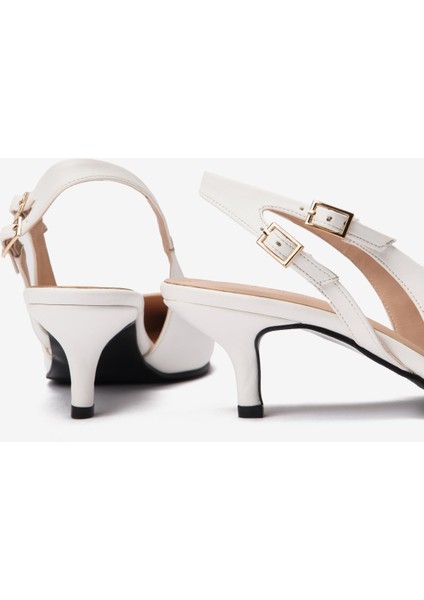 Beyaz Cilt Çift Tokalı Kadın Topuklu Ayakkabı fırsatları