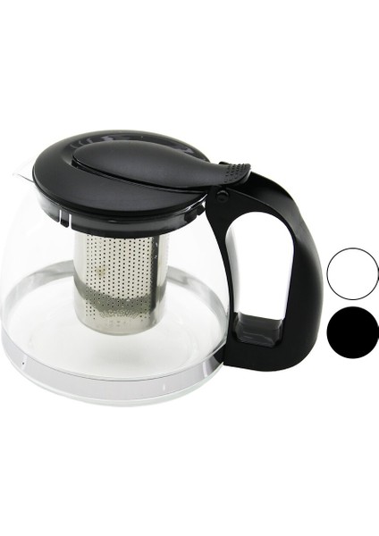 1250ML Cam Demlik Çelik Süzgeçli - Plastik Kulp - Kapak - Krom Çerçeve (5131)