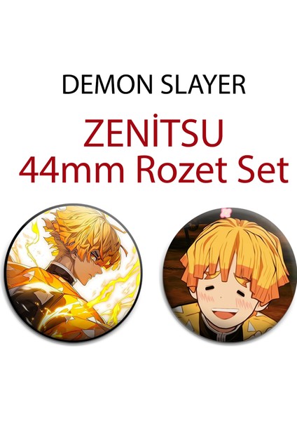 Demon Slayer Zenitsu Agatsuma 44MM 2 Adet Rozet Set - Kimetsu No Yaiba