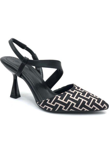 Feles Çapraz Detaylı Arkası Açık Stiletto Kadın Topuklu Ayakkabı