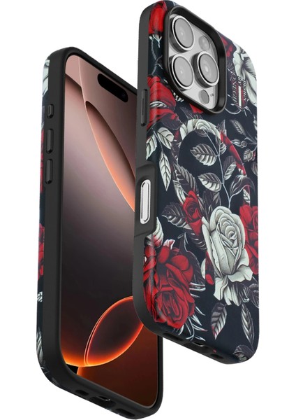 Iphone 16 Pro Max Flower Series Magsafe Kapak - Siyah Nrmsa