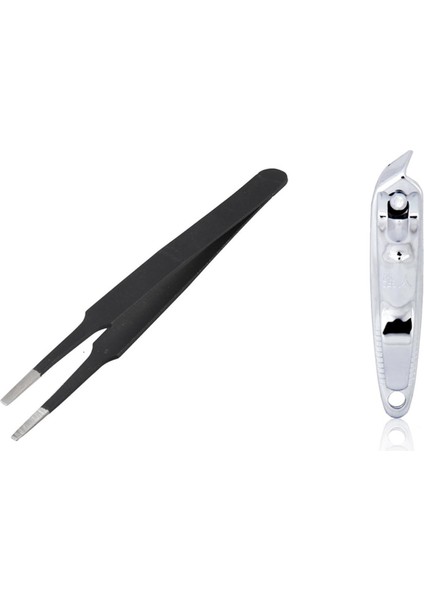 Adet Anti-Statik Düz Kare Uçlu Paslanmaz Çelik Düz Cımbız ve 1 Adet Eğimli Kenar Kesici Makaslar (Yurt Dışından)