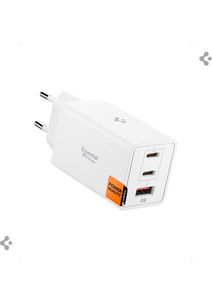 67W USB-C + USB-A 3 Port Hızlı Şarj Aleti Samsung PPS 2.0 Isı Düşüren GaN Pro Destekli Akım Korumalı Güç Adaptörü iPhone & Android & iPad & MacBook Type-C White - ACH08710