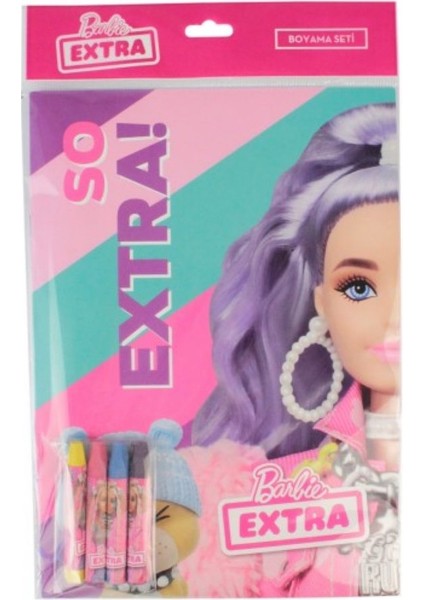 Barbie Extra Boyama Seti Pastel Boya (4 Adet Pastel Boya Hediye! )