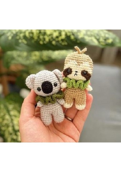 El Örgüsü Amigurumi Anahtarlıklar (Tembel Hayvan ve Koala) Anahtarlık Aparatı Takılıp Gönderilir