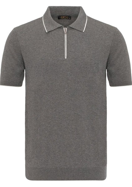 Triko Polo Yaka Tshirt %100 Pamuk Gri