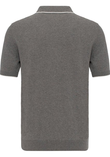 Triko Polo Yaka Tshirt %100 Pamuk Gri