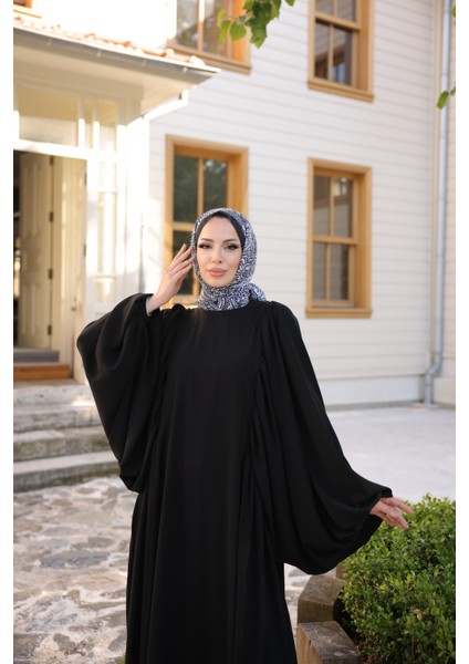 Büzgü Detaylı Cilbab Elbise Kol Ağzı Lastikli Medine Ipeği indirimleri