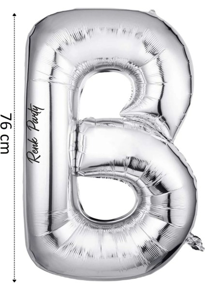 Folyo Balon B Harfi Helyum Balon 76 cm Gümüş Renk - B Harf Balon - Harf Folyo Balon - 34 Inch