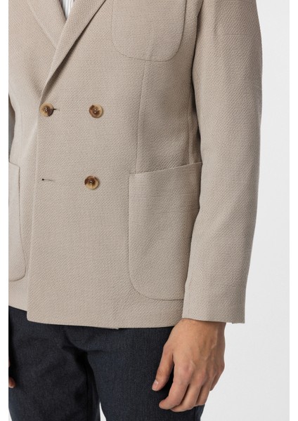 Dar Kalıp Gofre Desenli Esnek Bej Tek Ceket indirimleri