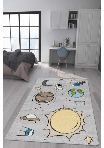 Kaymaz Taban Makinada Yıkanabilir Dijital Baskı Çocuk Odası Halısı Dot Taban Nes Kids Serisi Halı NESKD01