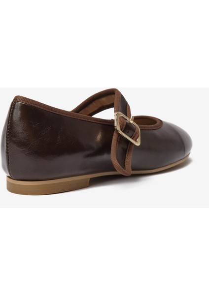 Kahverengi Cilt Toka Detaylı Kalın Bantlı Kadın Babet fiyatları