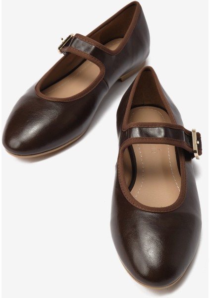 Kahverengi Cilt Toka Detaylı Kalın Bantlı Kadın Babet fırsatları