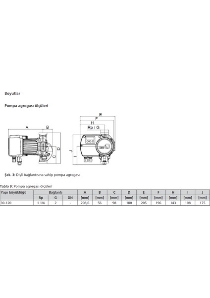 Calio Pro 30-120 Pn6-10-16 400W Frekans Kon. Sirkülasyon Pompası - 11/4'' Dişli Bağlantılı