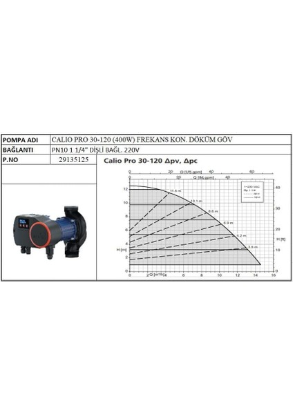 Calio Pro 30-120 Pn6-10-16 400W Frekans Kon. Sirkülasyon Pompası - 11/4'' Dişli Bağlantılı