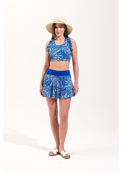 725712_KADIN Şort Etekli Fırfır Detaylı Croplu Deniz/havuz Mayosu fiyatları