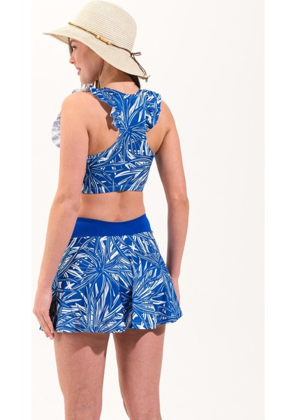 725712_KADIN Şort Etekli Fırfır Detaylı Croplu Deniz/havuz Mayosu indirimleri