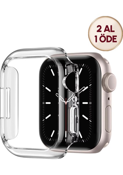 2Adet Apple Watch S10 (46M) Seffaf Silikon 360 Tam Koruma Yumuşak Ekran Koruyucu