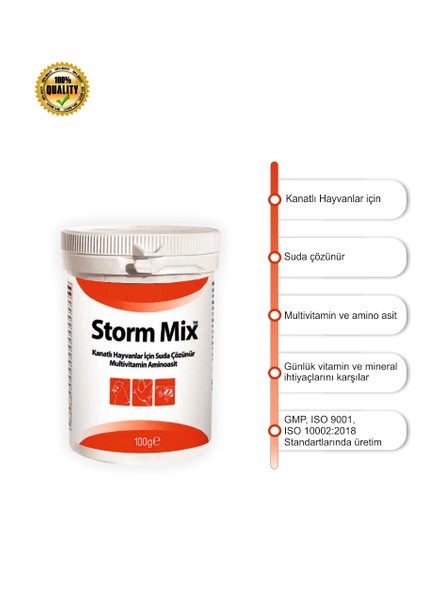 Stormmix 100 gr Kanatlı Hayvanlar Için Suda Çözünür Multivitamin Amino Asit Animari
