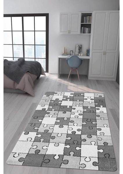 Kaymaz Taban Makinada Yıkanabilir Dijital Baskı Çocuk Odası Halısı Dot Taban Nes Kids Serisi Halı NESKD02