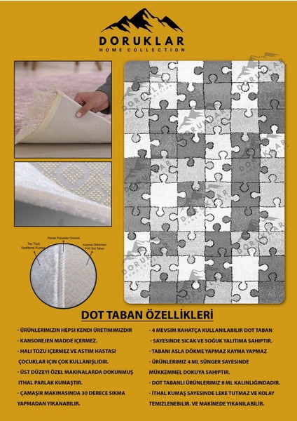 Kaymaz Taban Makinada Yıkanabilir Dijital Baskı Çocuk Odası Halısı Dot Taban Nes Kids Serisi Halı NESKD02 fiyatları