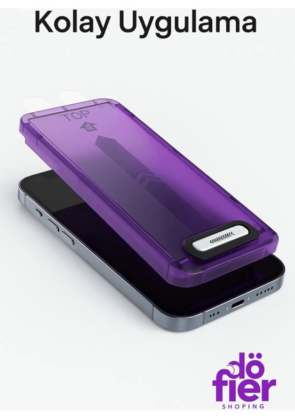 Apple iPhone 15 Pro Uyumlu Kırılmaz Cam Ekran Koruyucu + Kolay Uygulama Aparatı Tam Uyumlu