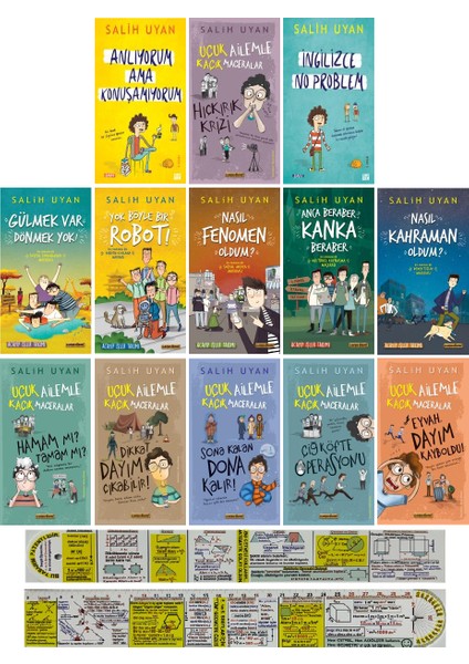 Salih Uyan 13 Kitap Set / Uçuk Ailemle Kaçık Maceralar + Acayip Işler Takımı + Mat. Öğreten Cetvel