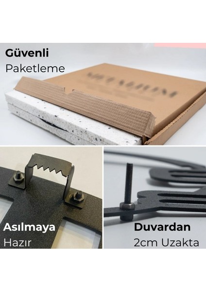 Da Vinci Kuşu Dekoratif Siyah Metal Tablo 45X45CM
