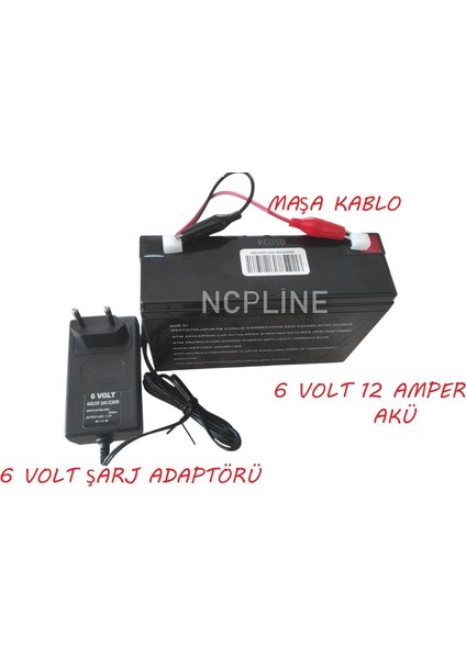 6 Volt 12 Amper Çocuk Oyuncak Araba Araç Için Akü Şarj Adaptörü ve Bağlantı Kablosu 6V 12A