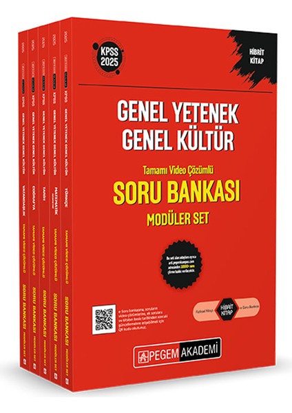 Pegem Akademi 2025 KPSS Genel Yetenek Genel Kültür Tamamı Çözümlü Soru Bankası Seti - (5 Kitap)