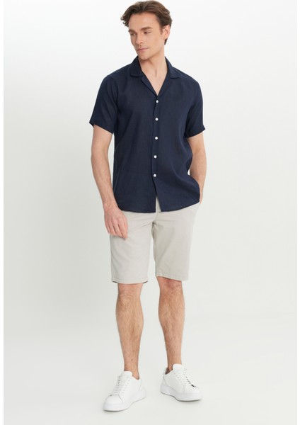 Keten Comfort Fit Rahat Kesim Hawai Yaka Gömlek