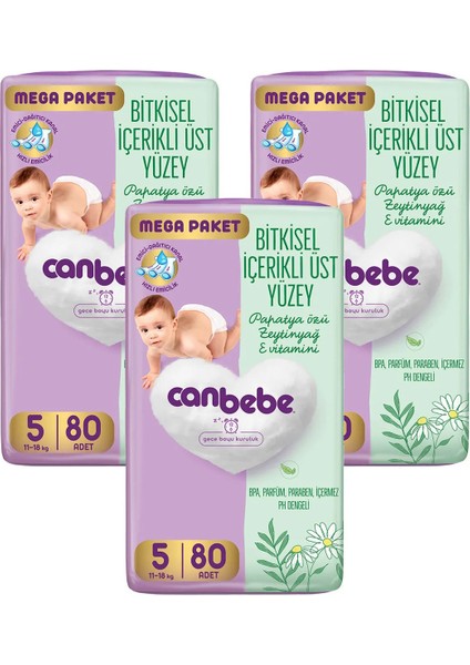 Bebek Bezi x 3 Paket Junior Mega Ekstra 5 Numara / 11-18KG