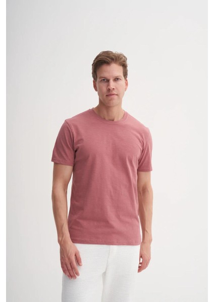 4602 Erkek Orta Bisiklet Yaka Flamlı T-Shirt