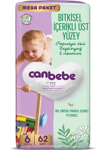 Bebek Bezi x 2 Mega Paket 6 Beden Xl 15- 27KG 62'li fiyatları