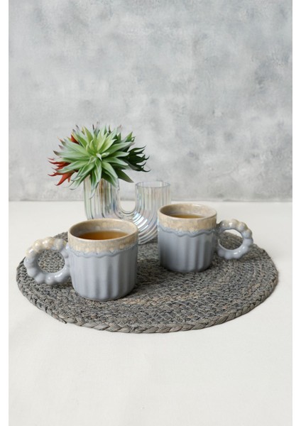 Shizen Gri Inci Kulplu Senta Kupa 8 cm 2 Adet 613