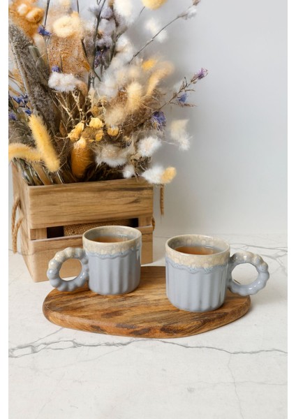 Shizen Gri Inci Kulplu Senta Kupa 8 cm 2 Adet 613