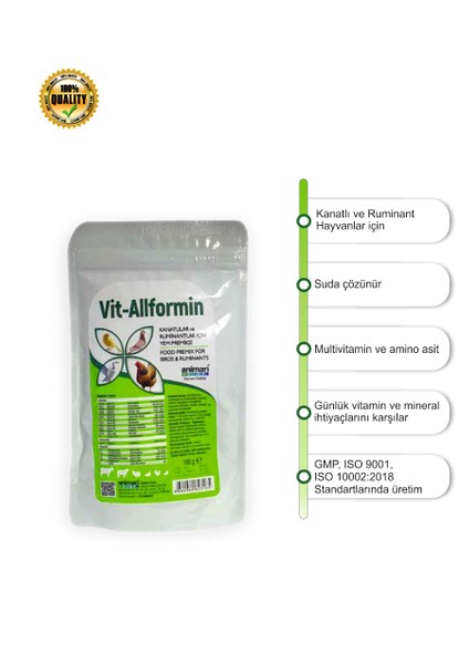 Vit-Alformin Kanatlı ve Ruminant Hayvanlar Için Yem Premiksi Animari