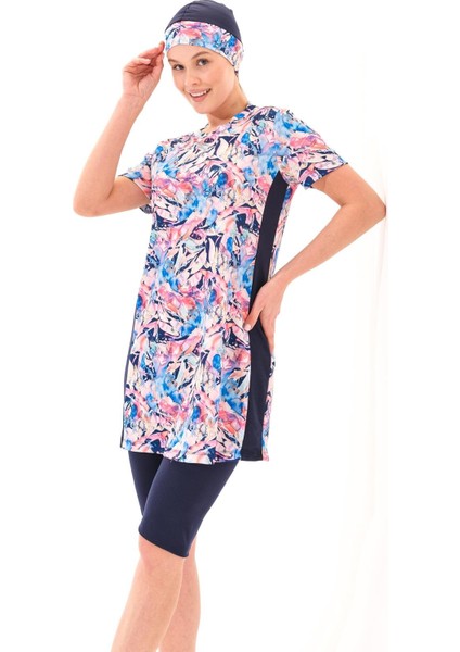 2260_KADIN 4'lü Takım Yarı Kapalı Boneli Büstiyerli Deniz/havuz Tesettür Mayosu fiyatları