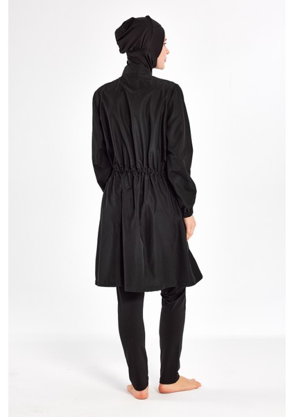 Ever Uzun Kollu Neon Detaylı Fermuarlı Tam Tesettür Mayo 1402-25 Siyah fiyatları