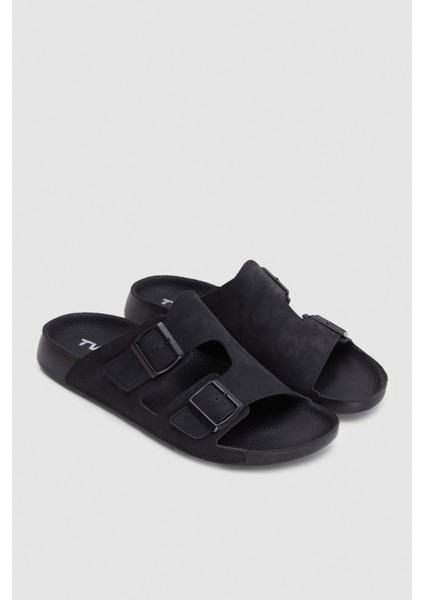 Siyah Çift Tokalı Terlik 4ECT9ORT5011M