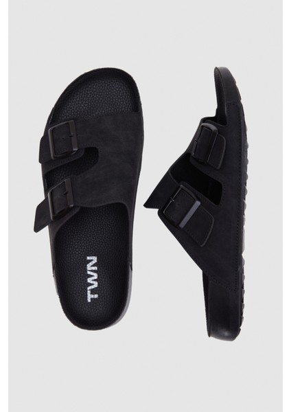 Siyah Çift Tokalı Terlik 4ECT9ORT5011M modelleri